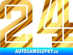 Samolepka Startovní číslo 24 typ 7 chrom fólie zlatá zrcadlová