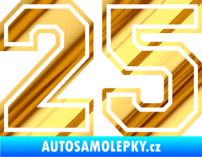 Samolepka Startovní číslo 25 typ 4 chrom fólie zlatá zrcadlová