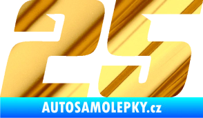 Samolepka Startovní číslo 25 typ 6 chrom fólie zlatá zrcadlová