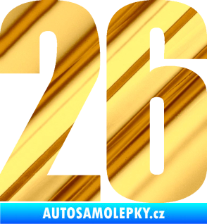 Samolepka Startovní číslo 26 typ 2    chrom fólie zlatá zrcadlová