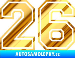 Samolepka Startovní číslo 26 typ 4 chrom fólie zlatá zrcadlová