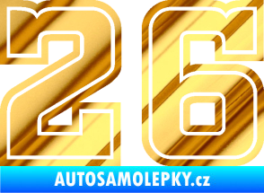 Samolepka Startovní číslo 26 typ 5 chrom fólie zlatá zrcadlová