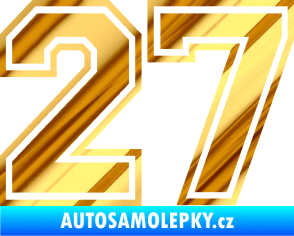 Samolepka Startovní číslo 27 typ 4 chrom fólie zlatá zrcadlová