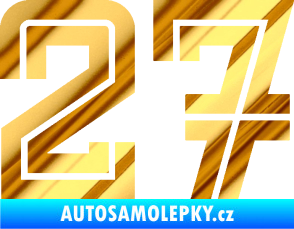 Samolepka Startovní číslo 27 typ 7 chrom fólie zlatá zrcadlová