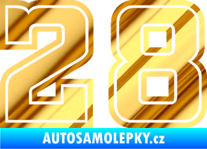 Samolepka Startovní číslo 28 typ 5 chrom fólie zlatá zrcadlová