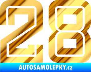Samolepka Startovní číslo 28 typ 7 chrom fólie zlatá zrcadlová