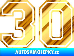 Samolepka Startovní číslo 30 typ 4 chrom fólie zlatá zrcadlová
