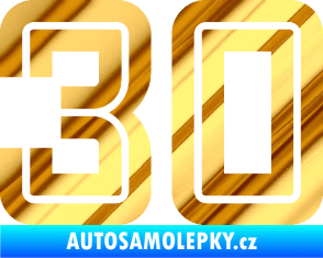 Samolepka Startovní číslo 30 typ 7 chrom fólie zlatá zrcadlová