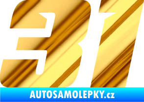 Samolepka Startovní číslo 31 typ 6 chrom fólie zlatá zrcadlová