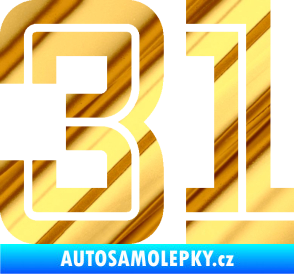 Samolepka Startovní číslo 31 typ 7 chrom fólie zlatá zrcadlová