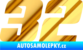 Samolepka Startovní číslo 32 typ 6 chrom fólie zlatá zrcadlová