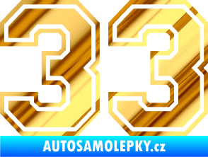 Samolepka Startovní číslo 33 typ 4 chrom fólie zlatá zrcadlová