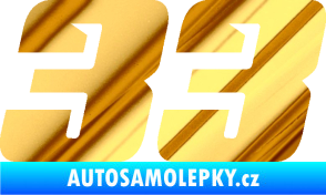 Samolepka Startovní číslo 33 typ 6 chrom fólie zlatá zrcadlová