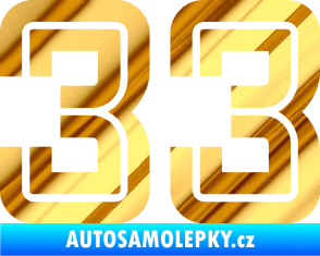 Samolepka Startovní číslo 33 typ 7 chrom fólie zlatá zrcadlová