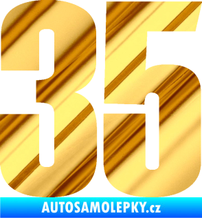 Samolepka Startovní číslo 35 typ 2  chrom fólie zlatá zrcadlová