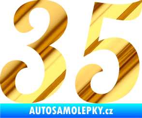 Samolepka Startovní číslo 35 typ 3 chrom fólie zlatá zrcadlová