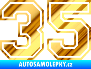 Samolepka Startovní číslo 35 typ 4 chrom fólie zlatá zrcadlová