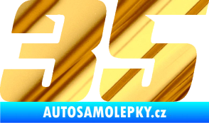 Samolepka Startovní číslo 35 typ 6 chrom fólie zlatá zrcadlová