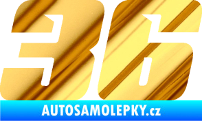 Samolepka Startovní číslo 36 typ 6 chrom fólie zlatá zrcadlová