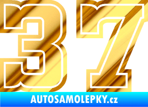 Samolepka Startovní číslo 37 typ 5 chrom fólie zlatá zrcadlová