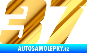 Samolepka Startovní číslo 37 typ 6 chrom fólie zlatá zrcadlová
