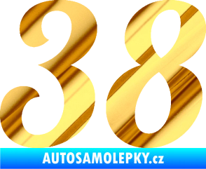 Samolepka Startovní číslo 38 typ 3  chrom fólie zlatá zrcadlová