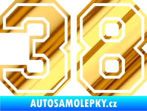 Samolepka Startovní číslo 38 typ 4 chrom fólie zlatá zrcadlová