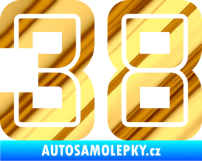 Samolepka Startovní číslo 38 typ 7 chrom fólie zlatá zrcadlová