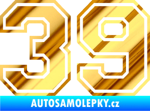 Samolepka Startovní číslo 39 typ 4 chrom fólie zlatá zrcadlová