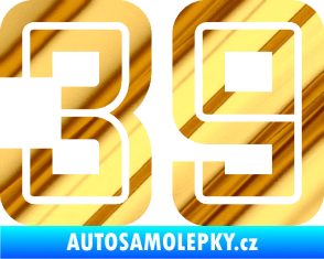 Samolepka Startovní číslo 39 typ 7 chrom fólie zlatá zrcadlová