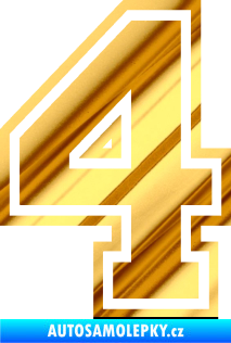 Samolepka Startovní číslo 4 typ 4 chrom fólie zlatá zrcadlová