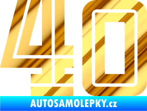 Samolepka Startovní číslo 40 typ 7 chrom fólie zlatá zrcadlová