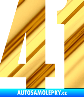 Samolepka Startovní číslo 41 typ 2     chrom fólie zlatá zrcadlová