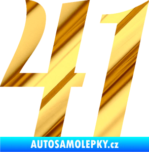 Samolepka Startovní číslo 41 typ 3 chrom fólie zlatá zrcadlová