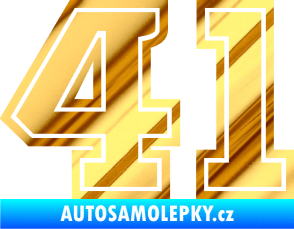 Samolepka Startovní číslo 41 typ 5 chrom fólie zlatá zrcadlová