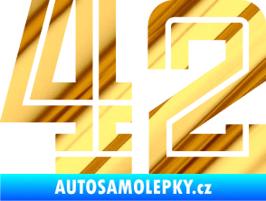 Samolepka Startovní číslo 42 typ 7 chrom fólie zlatá zrcadlová