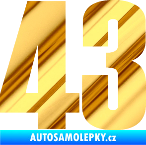 Samolepka Startovní číslo 43 typ 2    chrom fólie zlatá zrcadlová