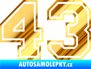Samolepka Startovní číslo 43 typ 4 chrom fólie zlatá zrcadlová