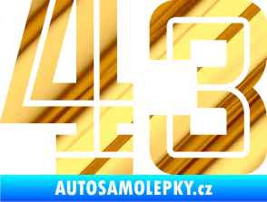 Samolepka Startovní číslo 43 typ 7 chrom fólie zlatá zrcadlová