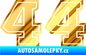 Samolepka Startovní číslo 44 typ 5 chrom fólie zlatá zrcadlová