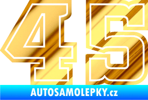 Samolepka Startovní číslo 45 typ 5 chrom fólie zlatá zrcadlová