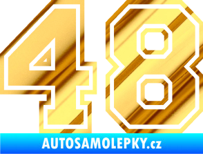 Samolepka Startovní číslo 48 typ 4 chrom fólie zlatá zrcadlová