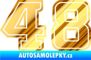 Samolepka Startovní číslo 48 typ 5 chrom fólie zlatá zrcadlová