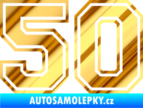 Samolepka Startovní číslo 50 typ 4 chrom fólie zlatá zrcadlová