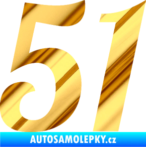 Samolepka Startovní číslo 51 typ 3 chrom fólie zlatá zrcadlová