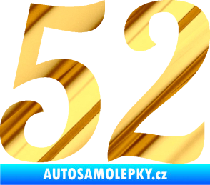 Samolepka Startovní číslo 52 typ 3 chrom fólie zlatá zrcadlová