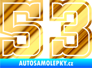 Samolepka Startovní číslo 53 typ 5 chrom fólie zlatá zrcadlová