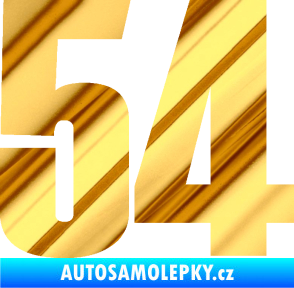 Samolepka Startovní číslo 54 typ 2   chrom fólie zlatá zrcadlová