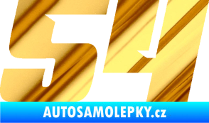 Samolepka Startovní číslo 54 typ 6 chrom fólie zlatá zrcadlová