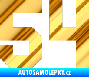 Samolepka Startovní číslo 54 chrom fólie zlatá zrcadlová